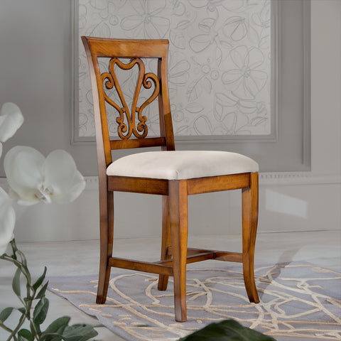 Sedia Classica Cuore in Legno e Vera Pelle  Bianca – Eleganza Artigianale Piombini 