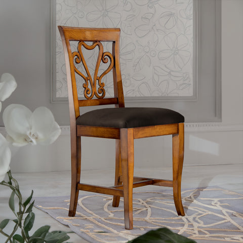 Sedia Classica Cuore in Legno e Vera Pelle  Testa di Moro – Eleganza Artigianale Piombini 