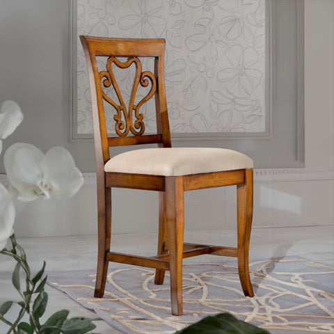 Sedia Classica Cuore in Legno e Vera Pelle  Ecrù – Eleganza Artigianale Piombini 