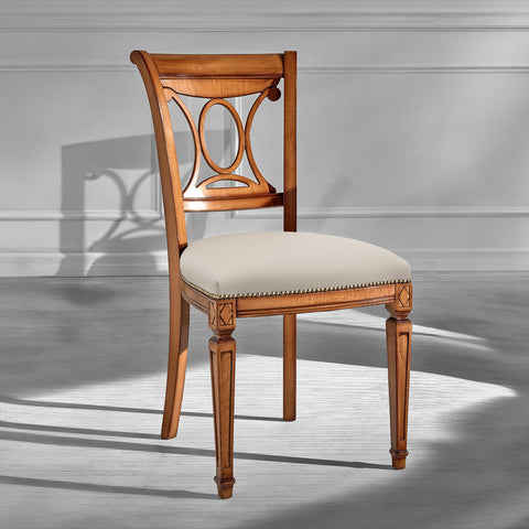 Sedia Classica Ebe in Legno e Vera Pelle Bianco – Stile Senza Tempo, Artigianalità Vera