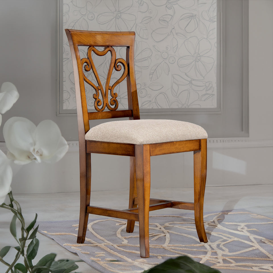 Classic Heart Chair in Wood and Fabric – Piombini Artisan Elegance ECRU FABRIC