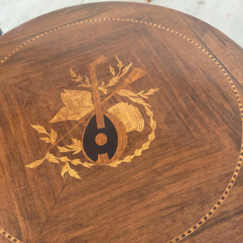 Dettagli Intarsio Tavolino Rotondo Classico Arte Tiziano Piombini RH6199