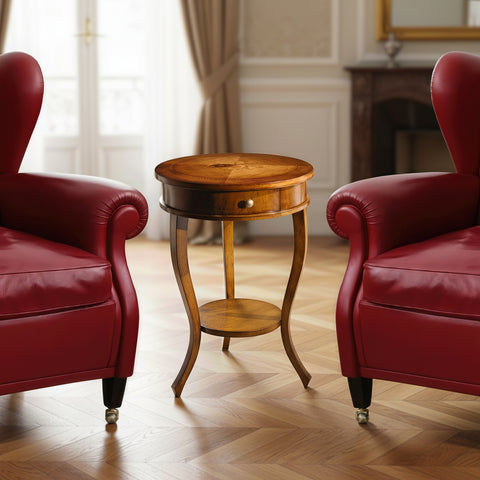 Tavolino Rotondo Classico Intarsiato Arte Tiziano Piombini RH6199