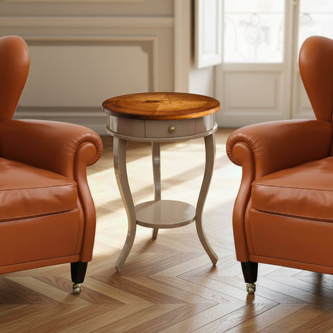 Tavolino Rotondo Classico Intarsiato Arte Tiziano Piombini RH6199