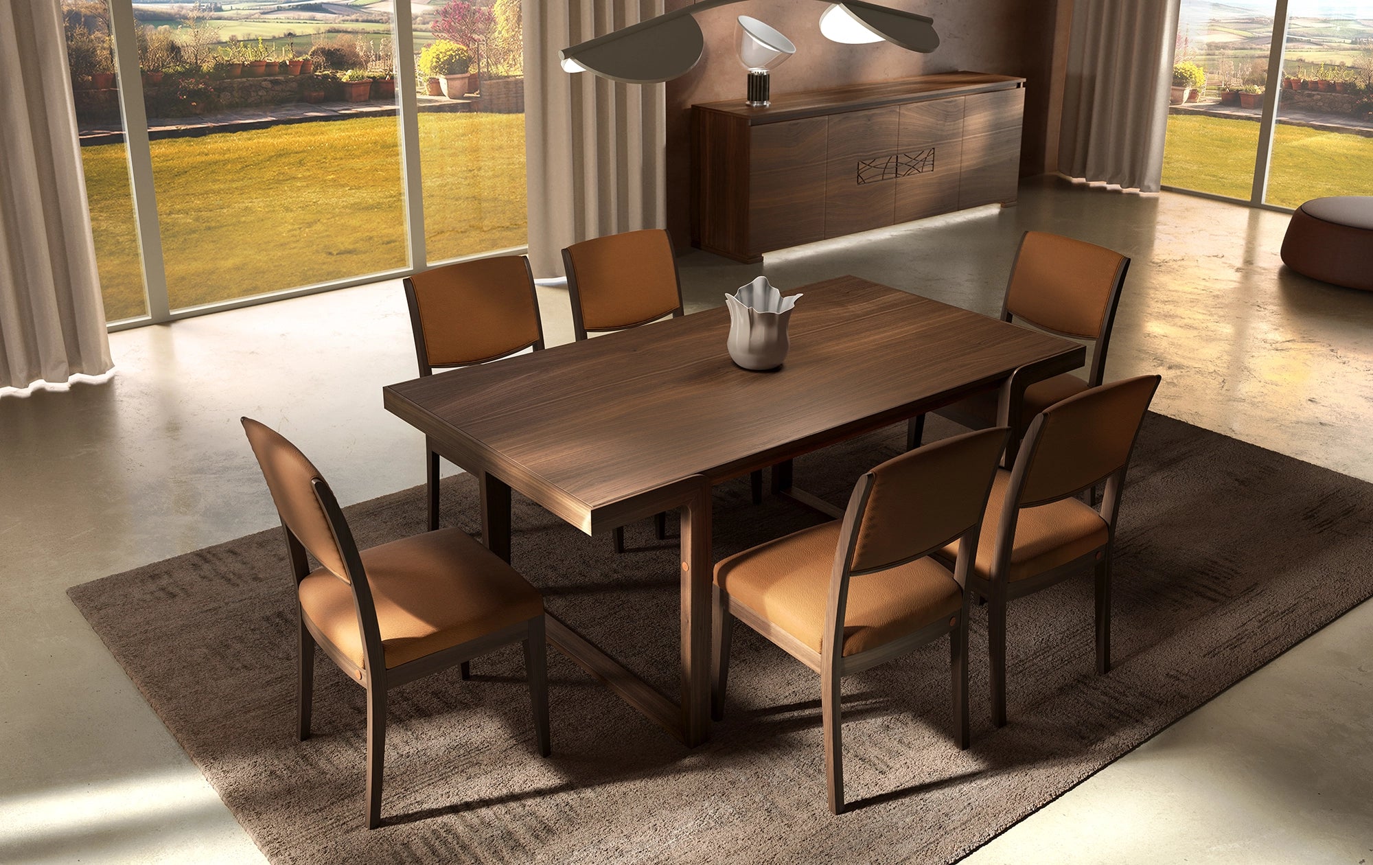 Moderner fester rechteckiger Tisch L 180 und 240 P 100 cm aus Walnussholz, Kollektion Modigliani Piombini