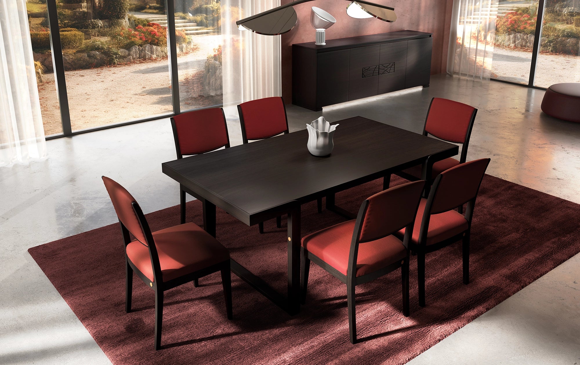 Modern Fixed Rectangular Table L 180 and 240 P 100 cm in Walnut Wood Modigliani Piombini Collection
