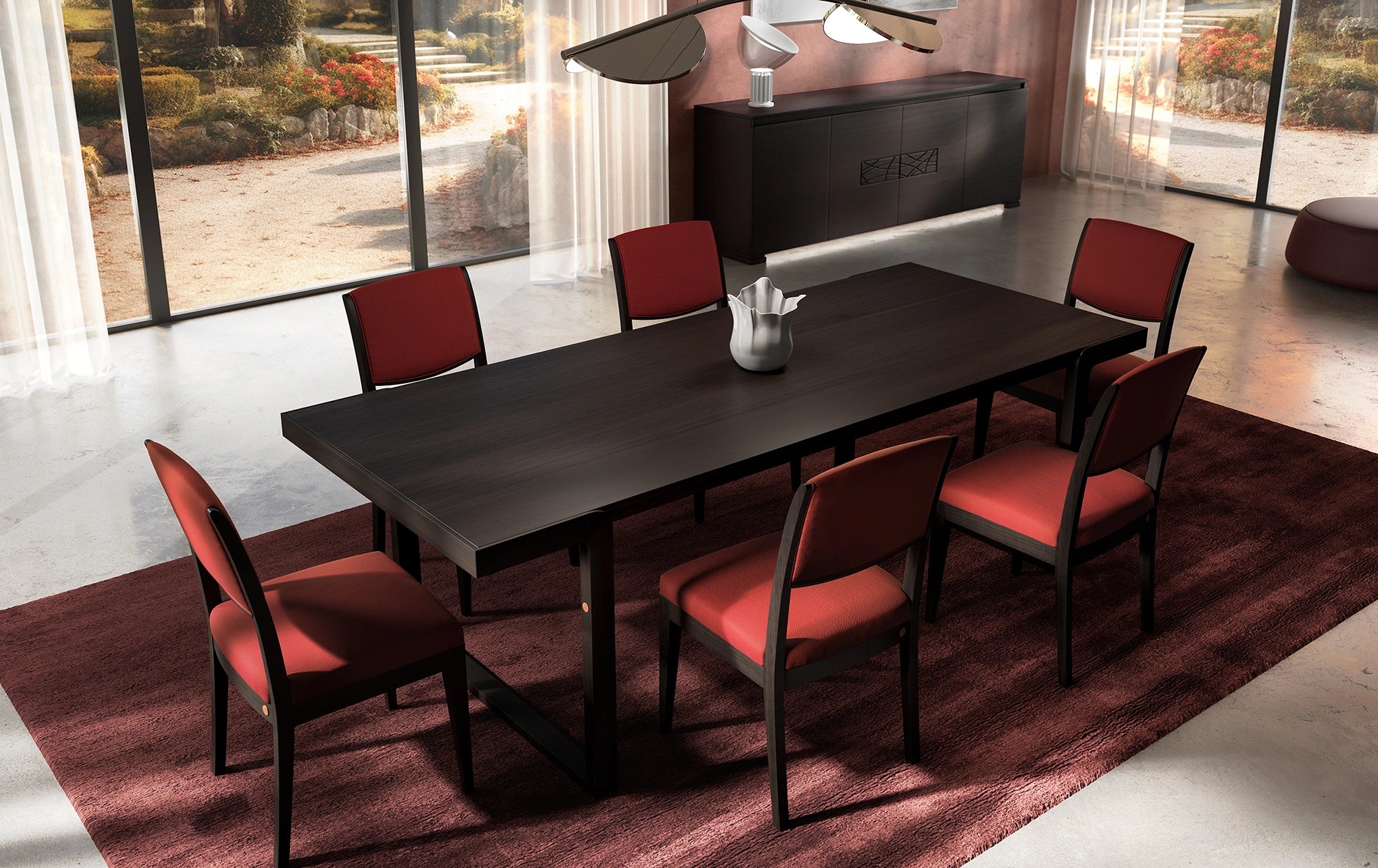 Moderner fester rechteckiger Tisch L 180 und 240 P 100 cm aus Walnussholz, Kollektion Modigliani Piombini