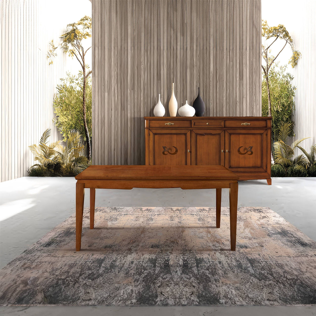 Classic Extendable Rectangular Table L 160-240 P 90 cm in Wood Arte D'Este Piombini Collection