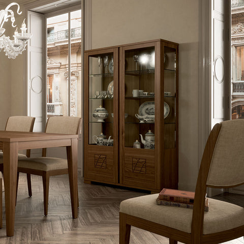 Sala da Pranzo Moderna Completa in Legno di Noce con Intaglio Collezione Modigliani Piombini