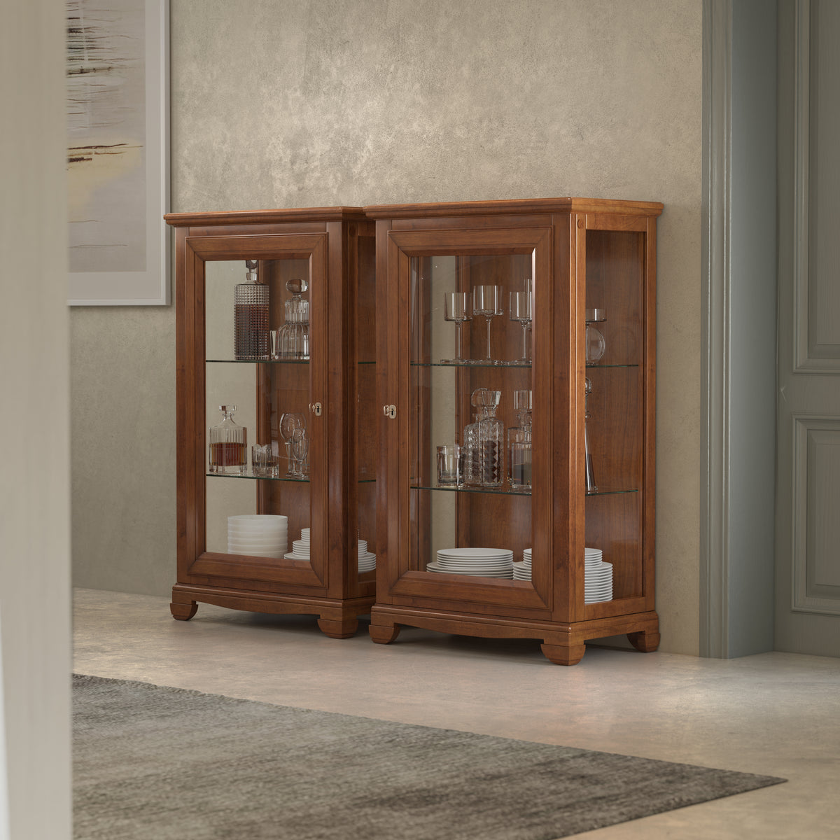 Small Classic Cherry Display Cabinet Arte Piombini Outlet