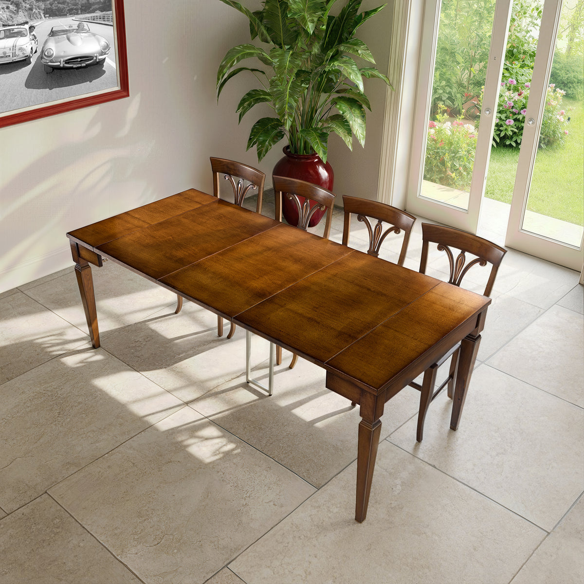 Console Tavolo Grande Rettangolare Piombini Tiziano RH970, trasformabile e allungabile fino a 300 cm, eleganza artigianale in finitura Bassano Chiaro Anticato.
