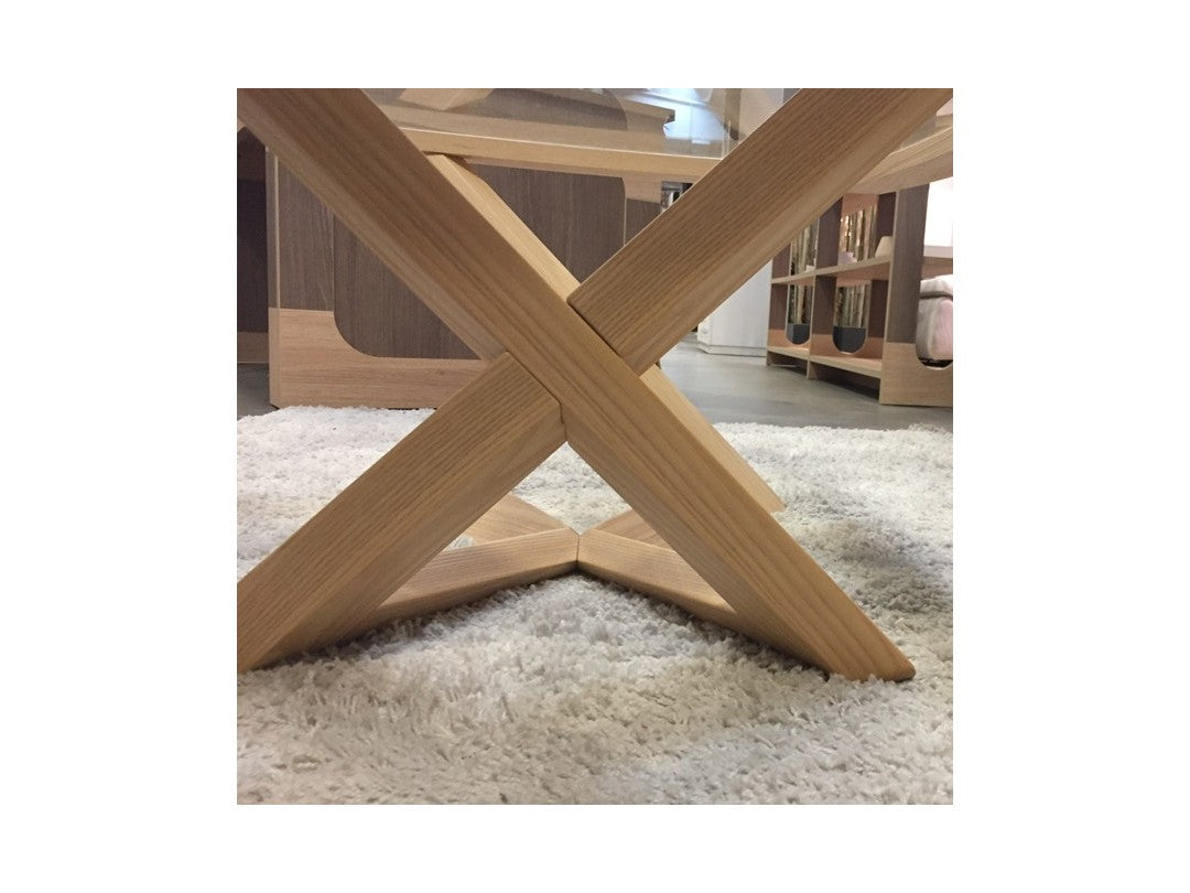 Table basse moderne de forme carrée 80 x 80 en bois de frêne Modigliani Piombini