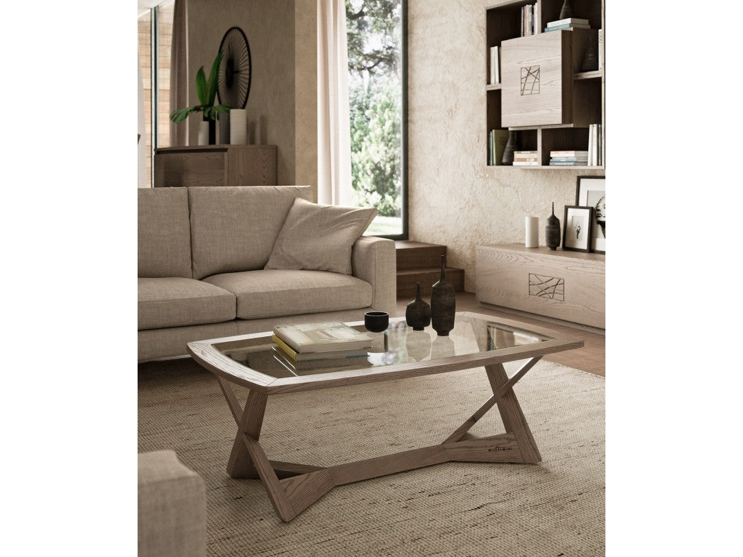 Modern rectangular shaped coffee table 124 x 75 in ash wood Modigliani Piombini