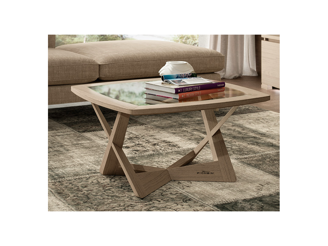 Table basse moderne de forme carrée 60 x 60 en bois de frêne Modigliani Piombini